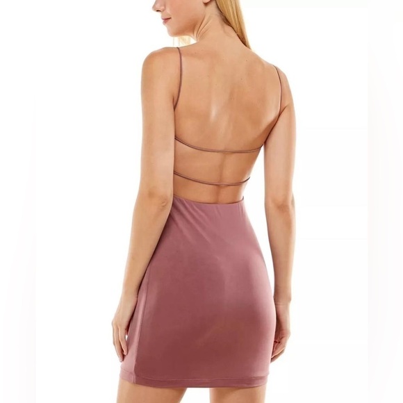 Nwt B. Darlin Bungee Strap Bodycon Dress in Mauve - Picture 3 of 5